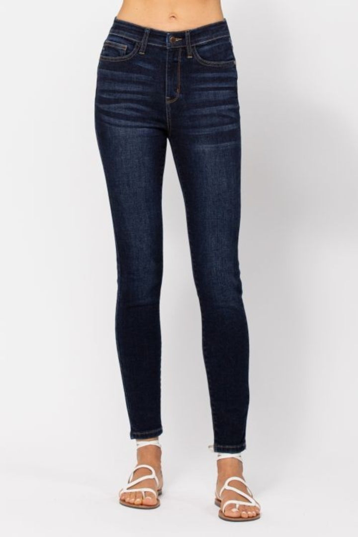 Dark Judy Blue Full Size High Waist Handsand Skinny Jeans