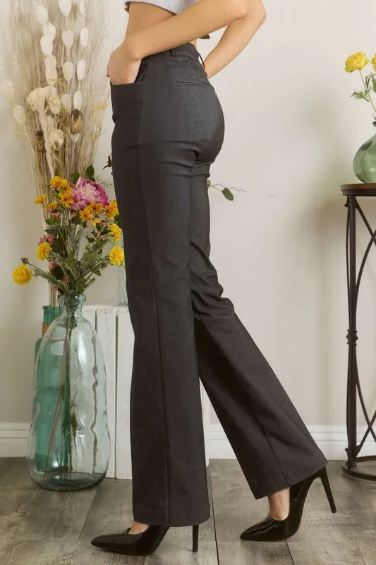 Charcoal Mittoshop Full Size Solid Color Pants With Pocket Plus Size 1