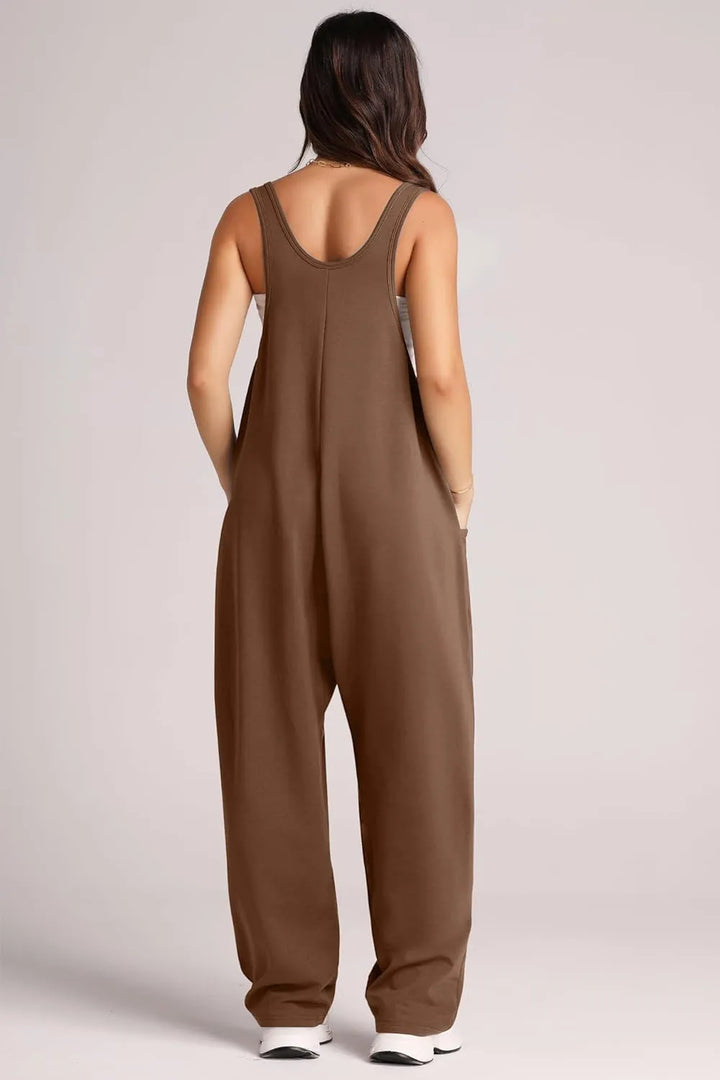 Sage Lovelet Wide Strap Jumpsuit With Pockets