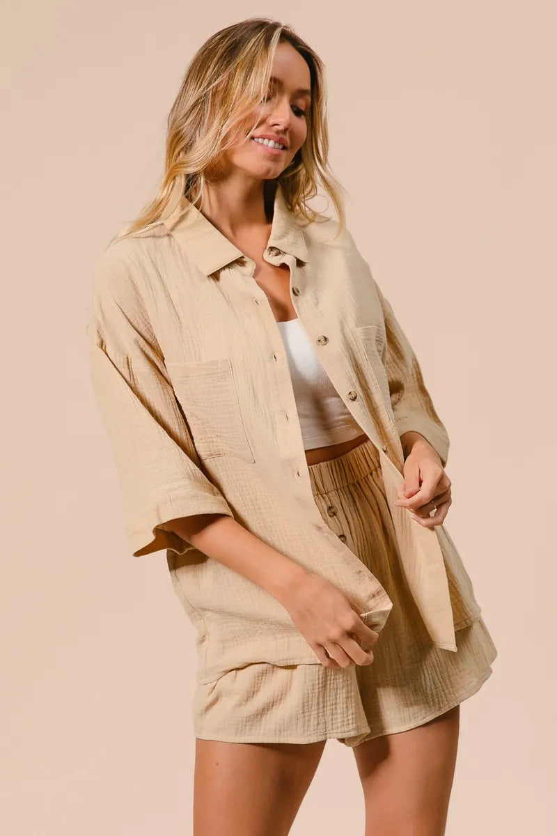 Bibi Crinkle Gauze Shirt And Short Set 2