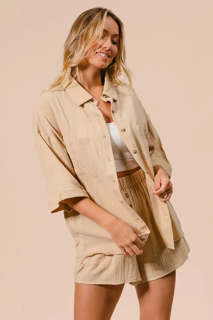 Bibi Crinkle Gauze Shirt And Short Set 2