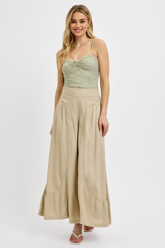 Risen Shirring Detail Wide Leg Pants 1