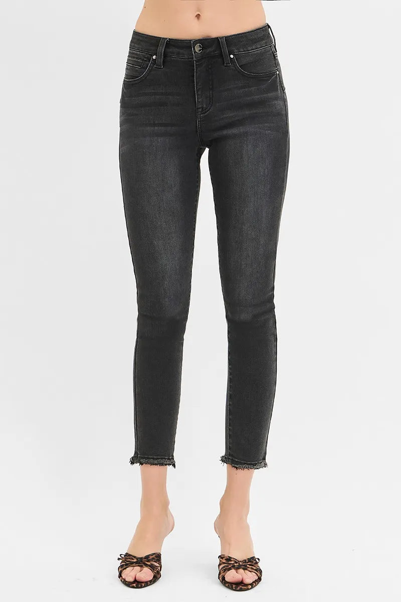 Black Risen Full Size Tummy Control Mid Rise Crop Skinny Jeans Plus Size