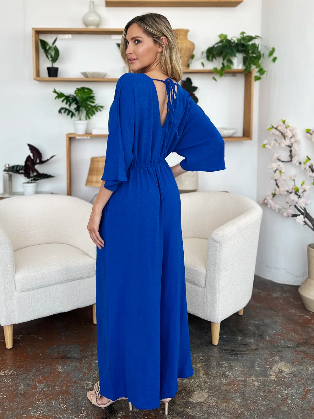 Lavender Double Take Full Size Surplice Wide Leg Jumpsuit With Pockets
