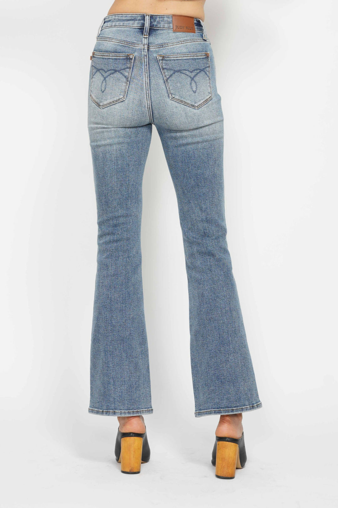 REG INSEAM Judy Blue Full Size Tummy Control Back Embroidered Pocketed Bootcut Jeans Plus Size