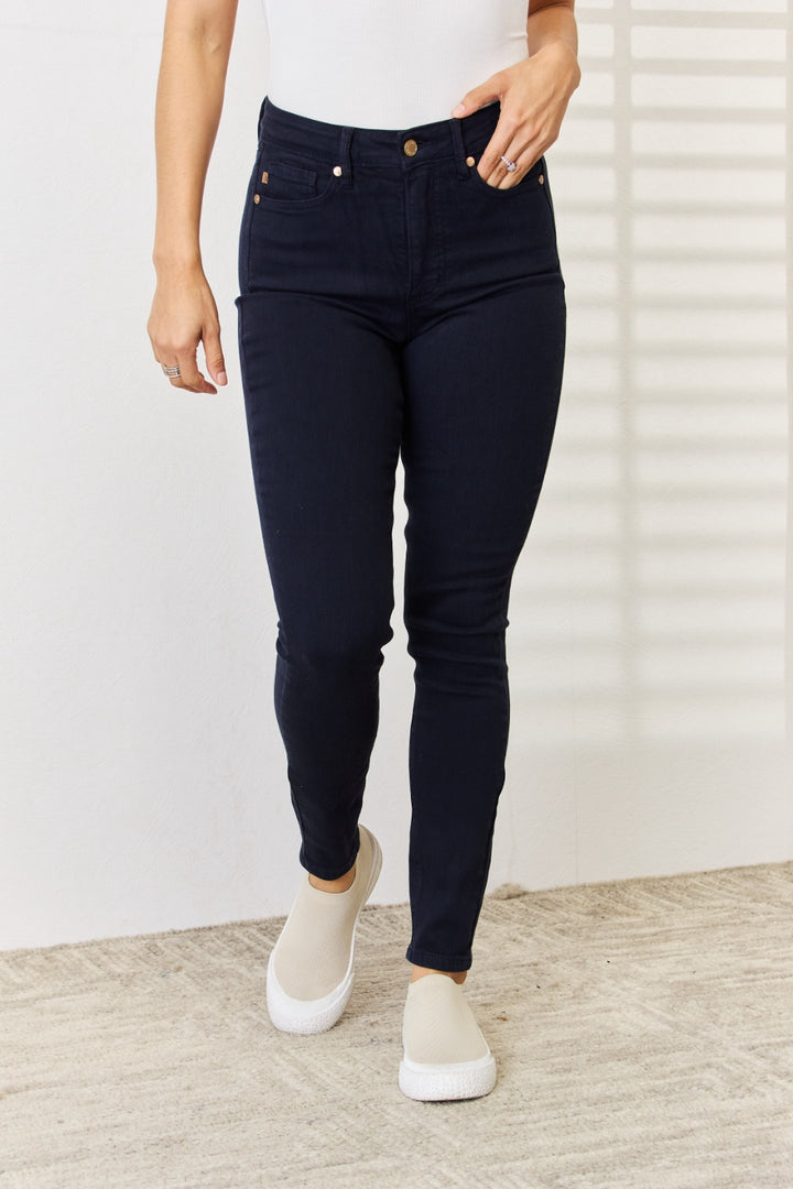 NAVY Judy Blue Full Size Garment Dyed Tummy Control Skinny Jeans