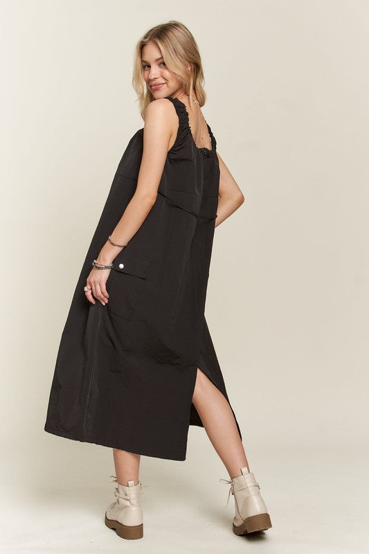Adora Drawstring Slit Back Cargo Dress 1