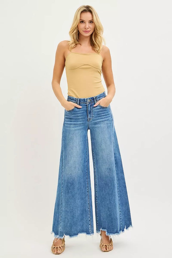 Medium Risen High Rise Ankle Wide Jeans