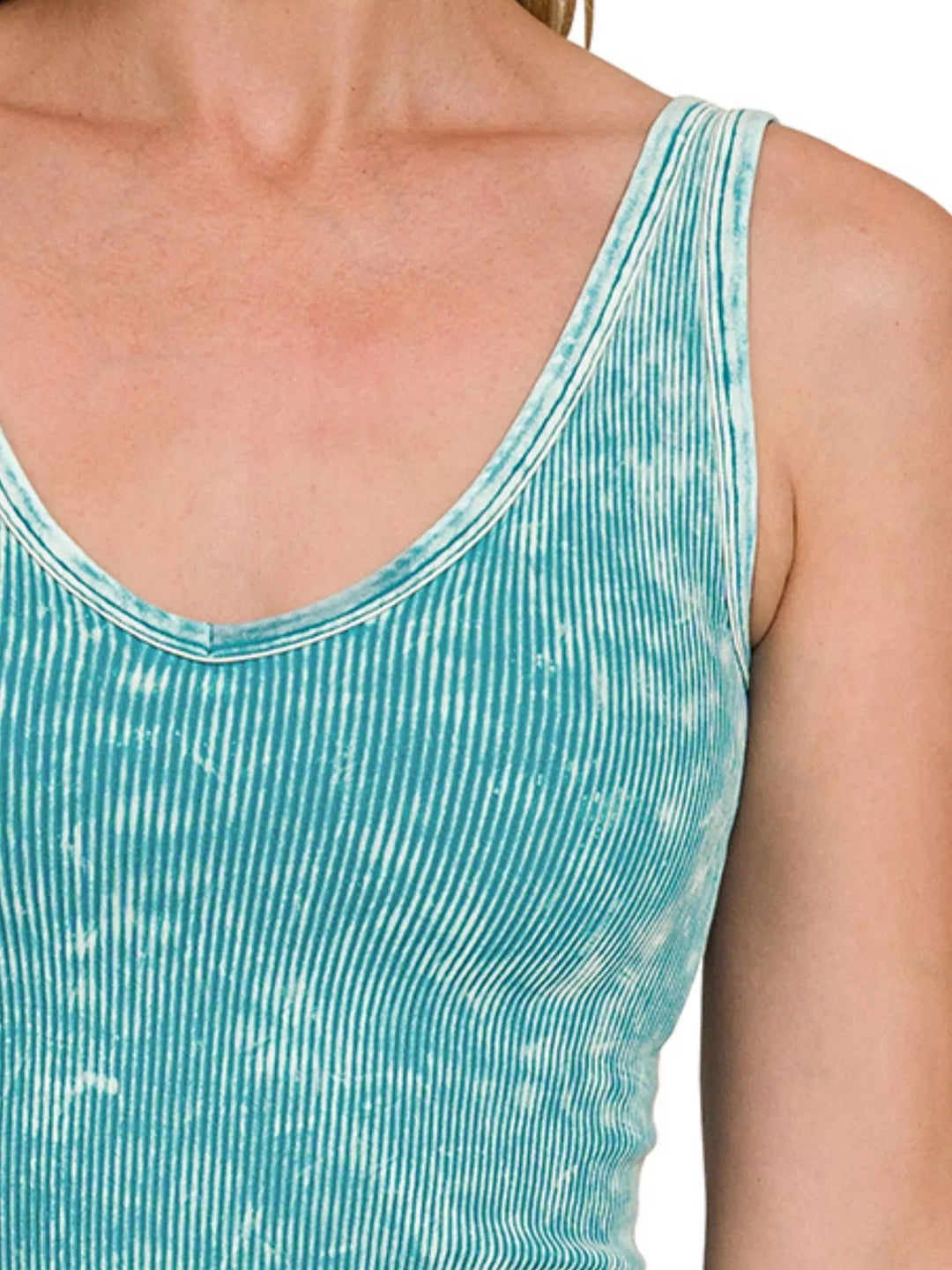 Zenana 2 Way Neckline Washed Ribbed Seamless Tank Top 3