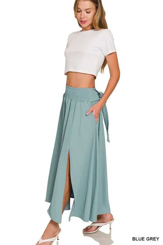 Zenana Heavy Woven Span Crop Tee Skirt Set 6