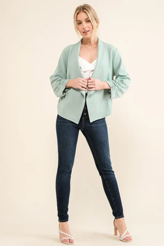 And The Why Stretch Non Wrinkled Basic Open Front Blazer