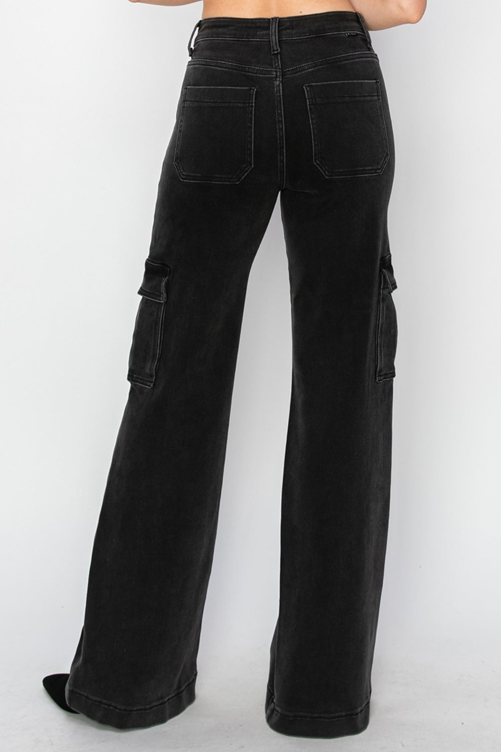 Black Risen Full Size High Rise Wide Leg Cargo Jeans 2