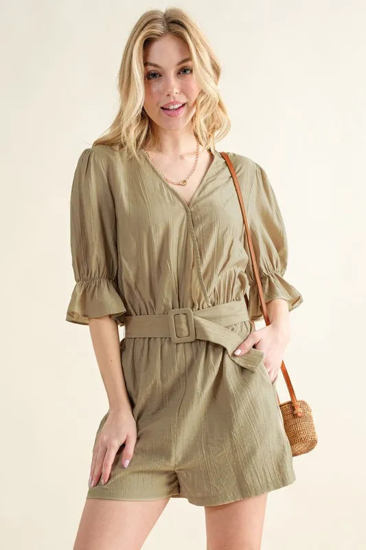 Dk Hemp And The Why Flounce Sleeves Romper With Belt 1