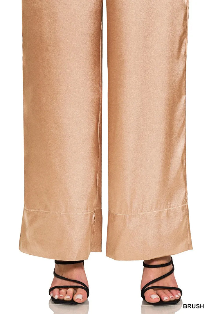 Brush Zenana Wide Leg Satin Pants 1