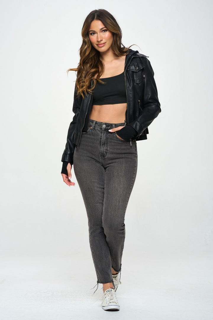 Black Coalition La Double Zip Hooded Long Sleeve Jacket