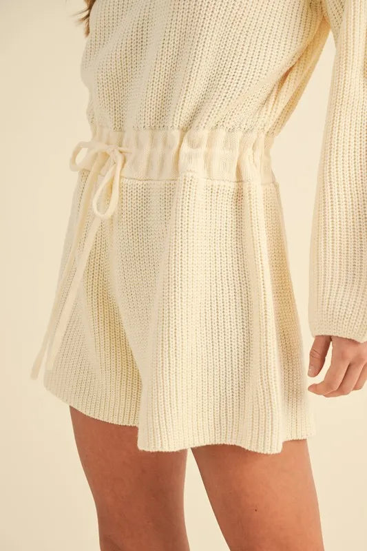 Mable Round Neck Long Sleeve Sweater Romper 1