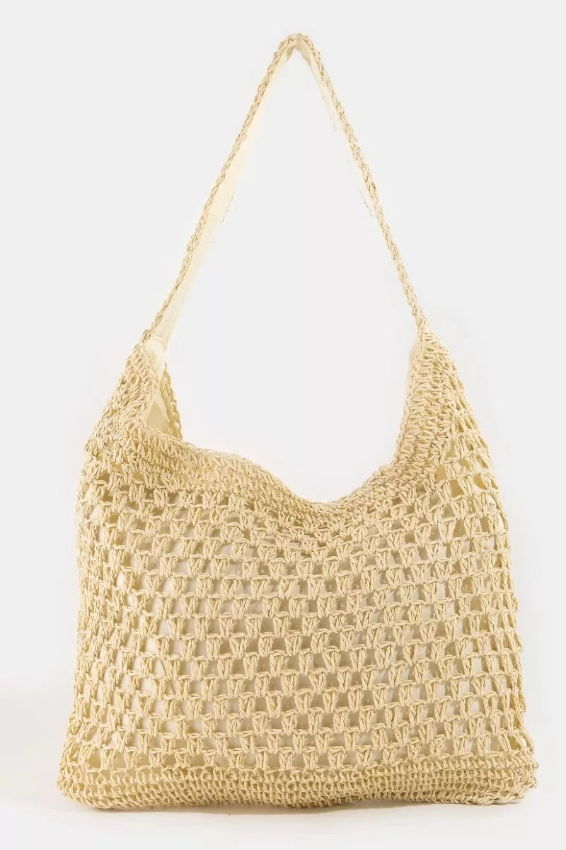 Fame Intricate Straw Weave Large Shoulder Bag