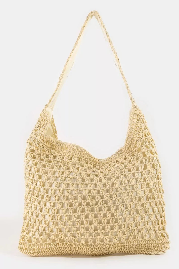 Fame Intricate Straw Weave Large Shoulder Bag