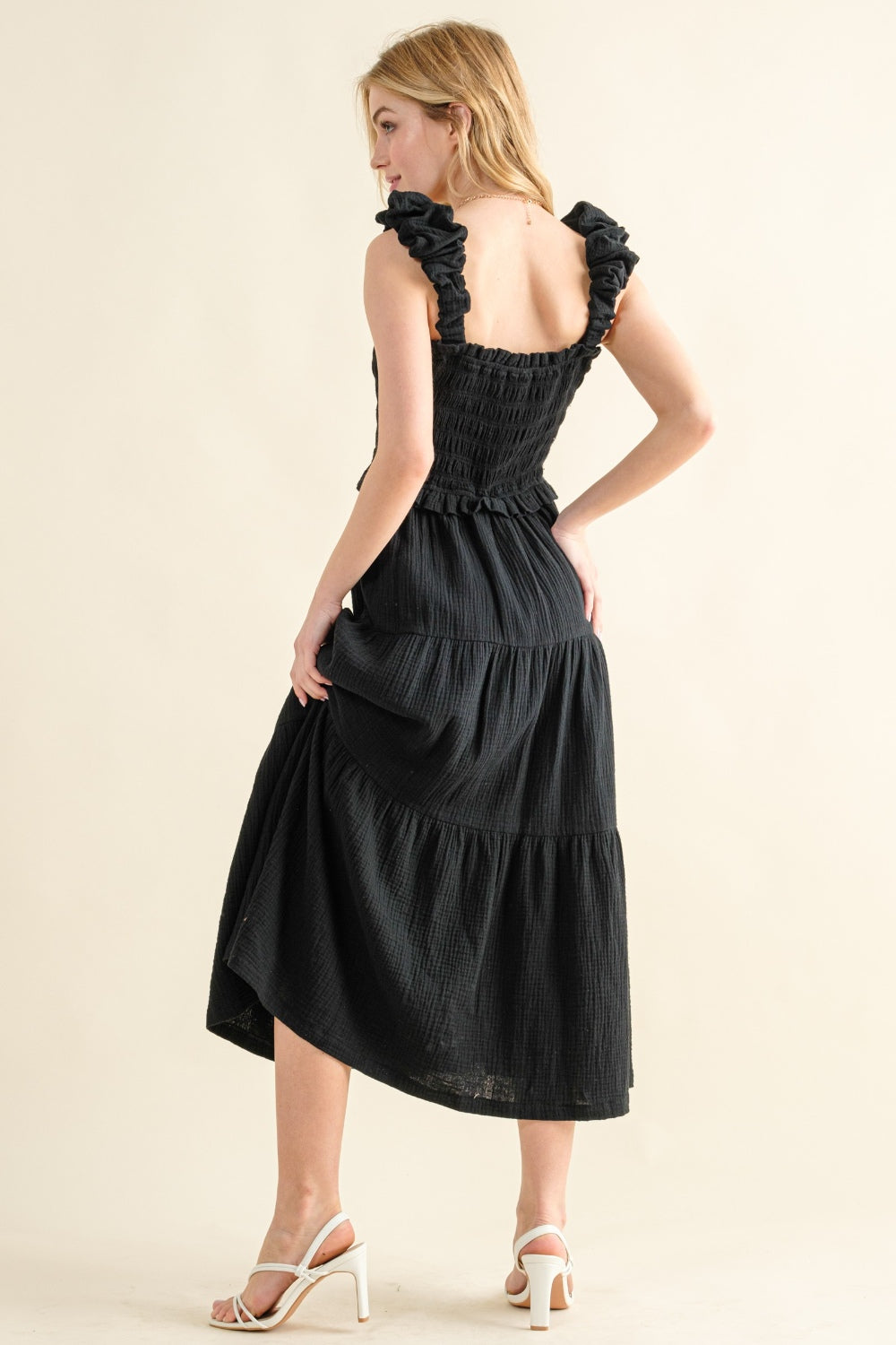 Black And The Why Smocked Ruffled Tiered Dress