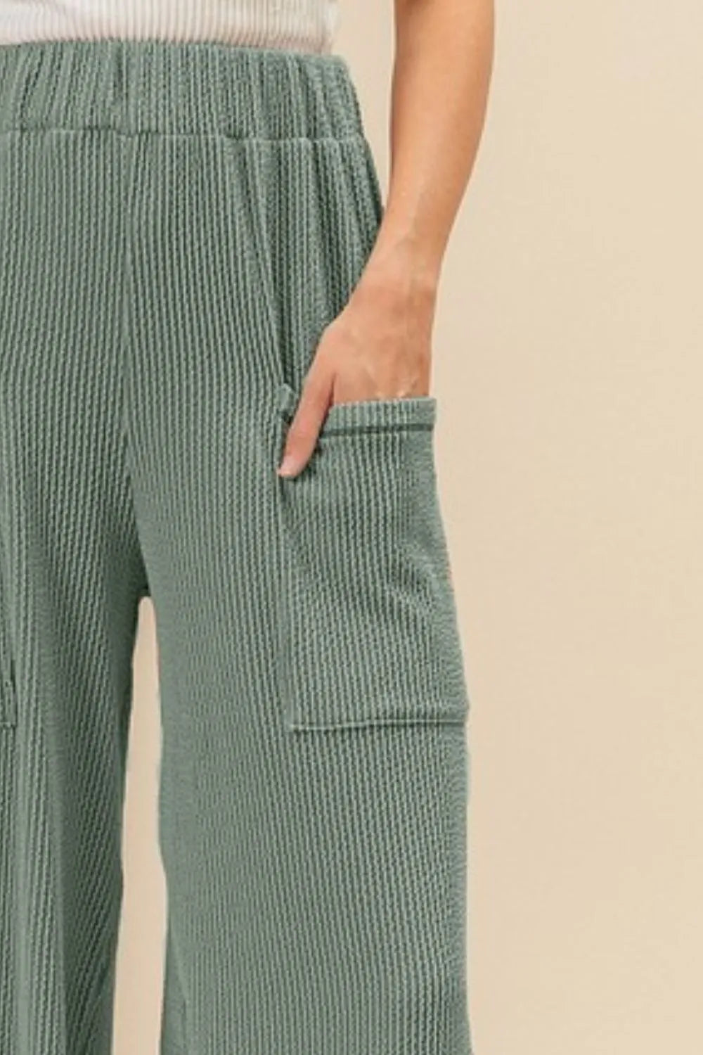 Dk Sage Bibi 2Tone Cord Rib Waist Band Side Pocket Pants