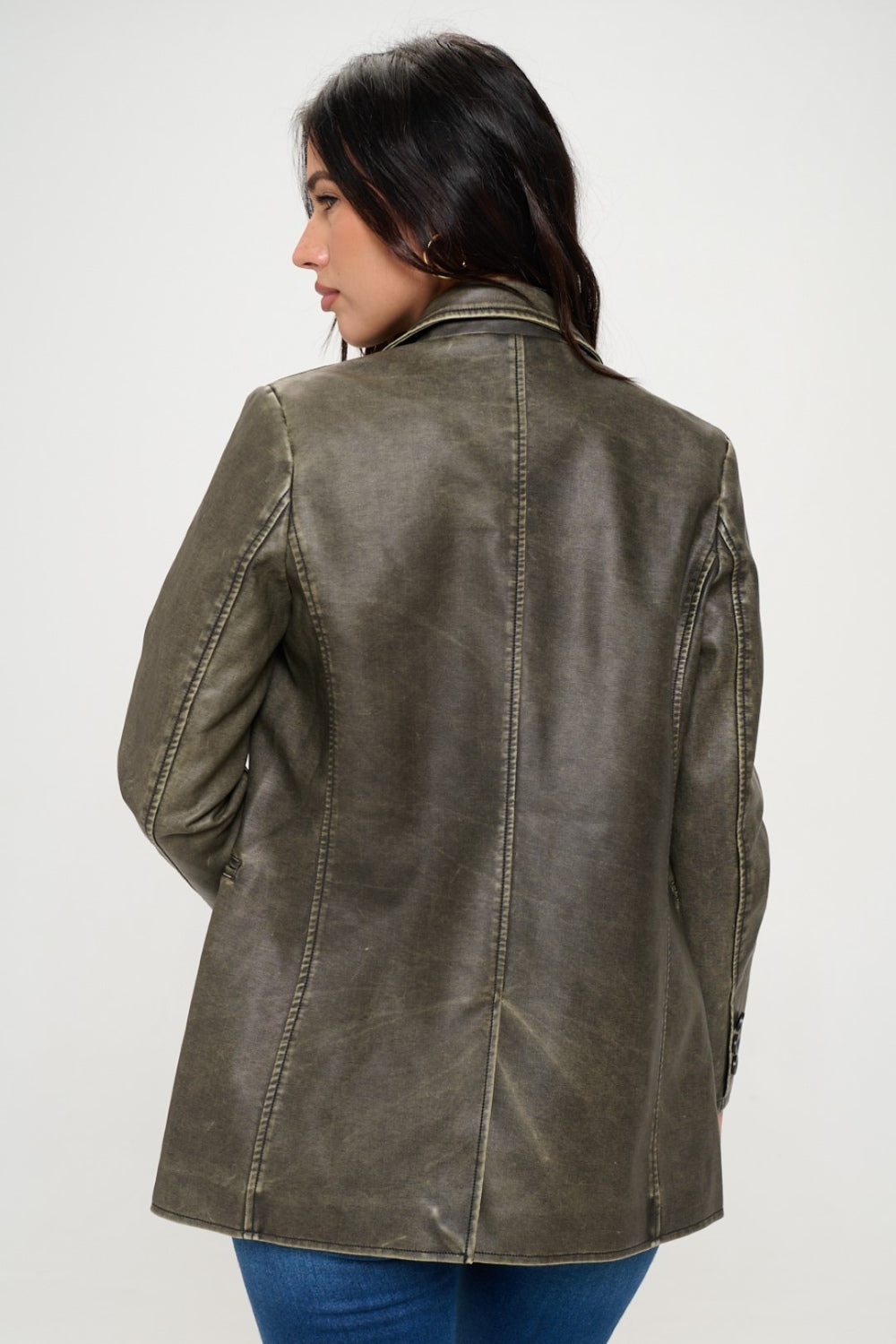 Coalition La Single Breasted Vegan Leather Blazer