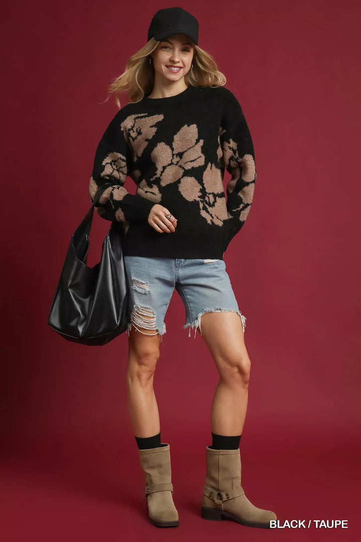 Umgee Floral Long Sleeve Sweater