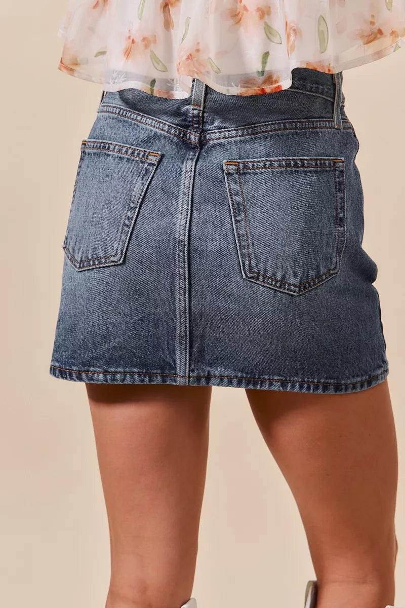 Denim So Me Washed Denim Mini Skirt With Pockets