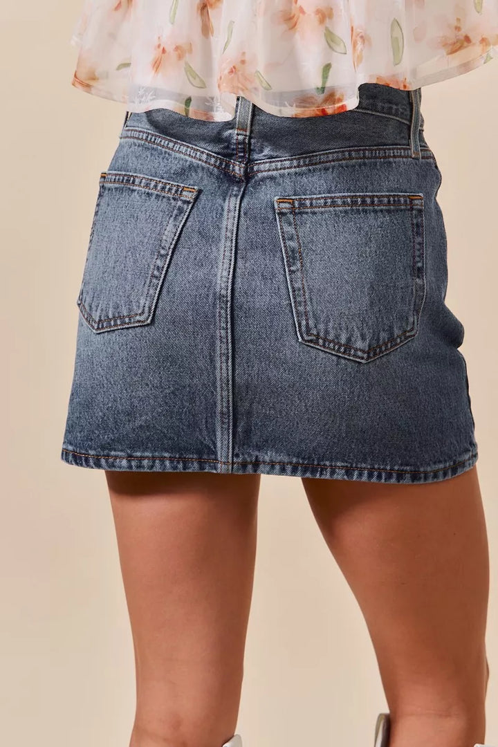 Denim So Me Washed Denim Mini Skirt With Pockets