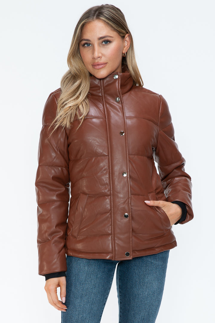 Ymi Pocketed Zip Up Turtleneck Puffer Jacket