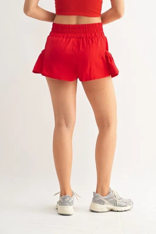 Cherry Mono B Smocked High Waist Shorts 2