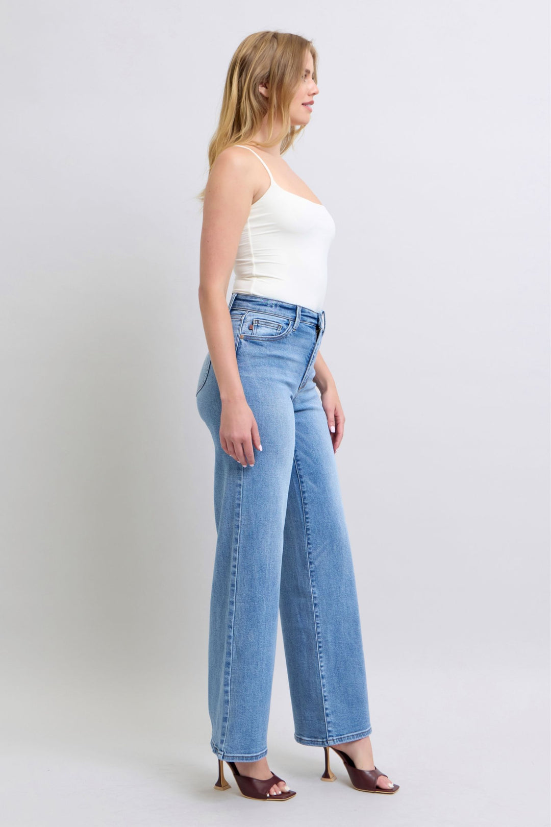 Medium Judy Blue Full Size Wide Leg Jeans With Pockets