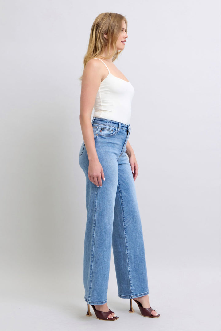Medium Judy Blue Full Size Wide Leg Jeans With Pockets