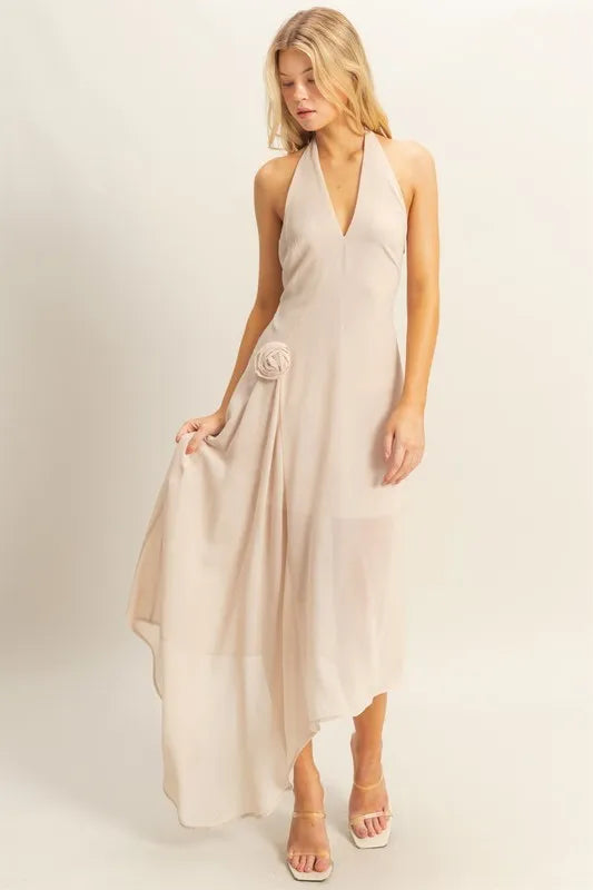Hyfve Chiffon Halter Asymmetrical Hem Dress 1