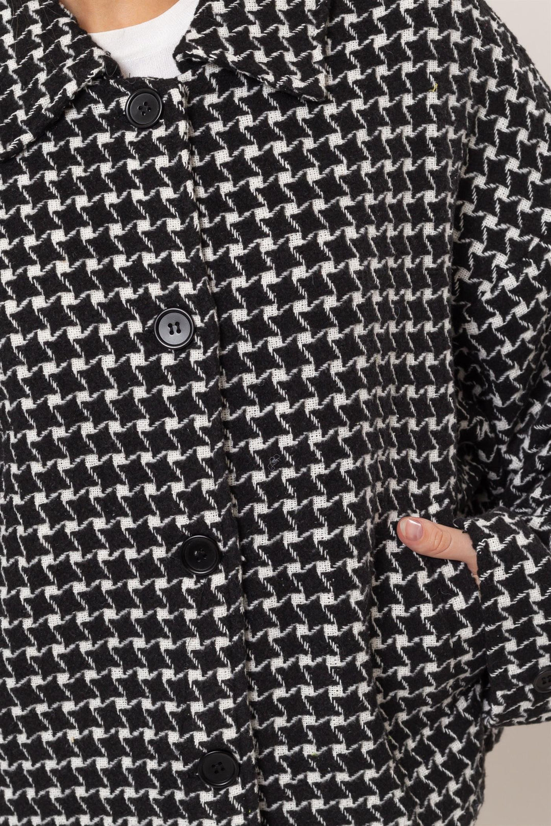 Hyfve Tweed Plaid Button Up Collared Neck Jacket