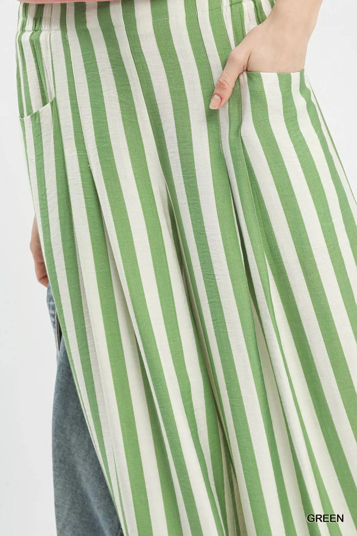 Umgee Vertical Stripe Wide Leg Pants