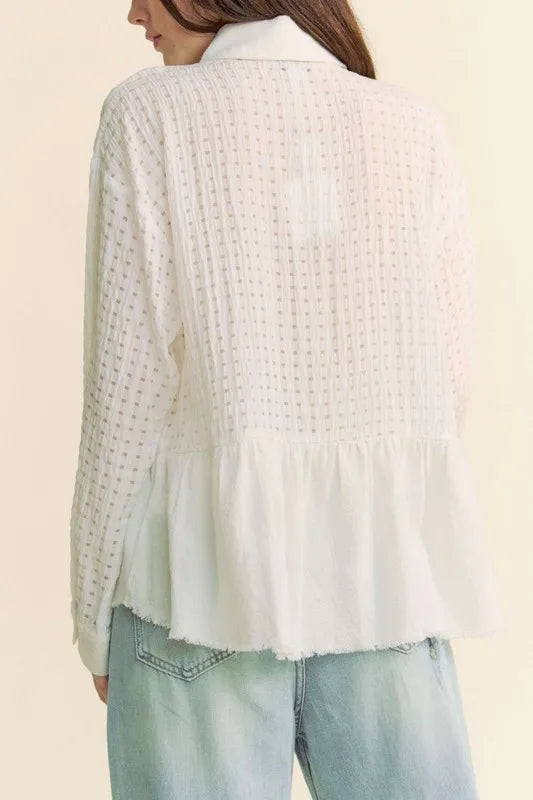 Davi Dani Garment Washed Jacquard Button Front Shirt 1