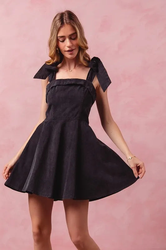 Black So Me Fit And Flare Washed Gameday Dress 2