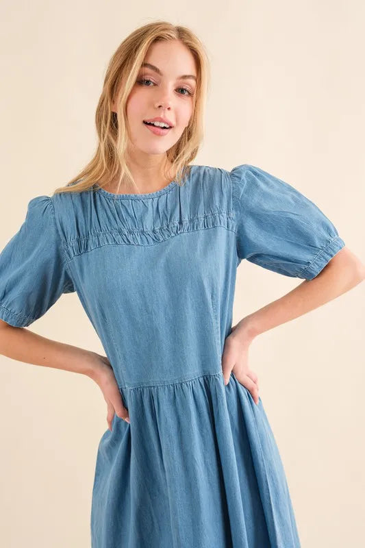 And The Why Washed Chambray Midi Dress