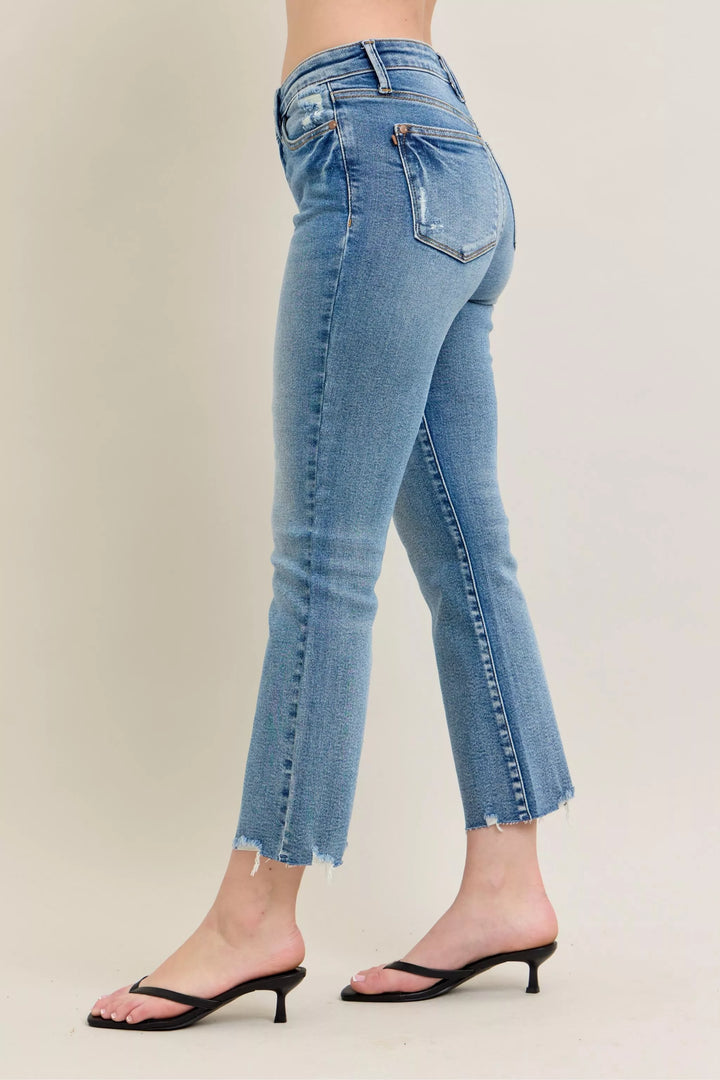 Md Judy Blue Mr Vintage Wash Destroy Hem Kick Flare Jeans