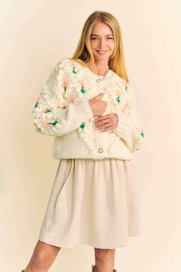 Davi Dani Floral Pattern Button Down Cardigan