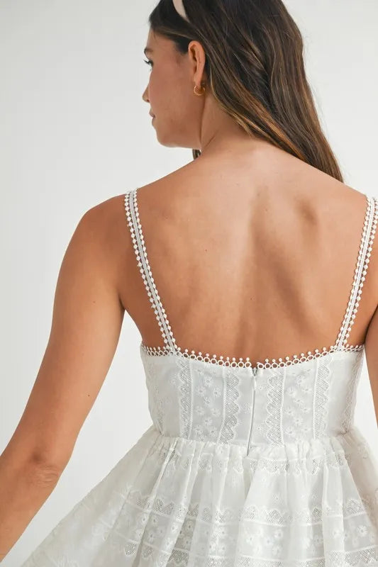 Mable Eyelet Lace Babydoll Mini Cami Dress