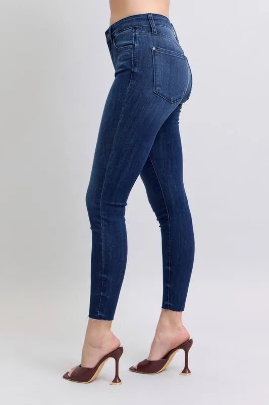 Dk Judy Blue Full Size Mid Rise Skinny Jeans With Raw Hem Plus Size