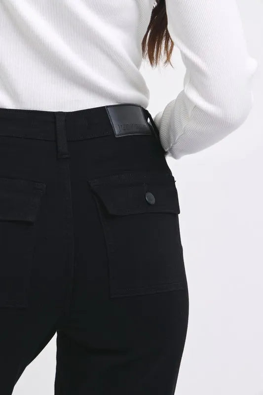 Bk Judy Blue Full Size High Waist Cargo Cuffed Jogger Plus Size