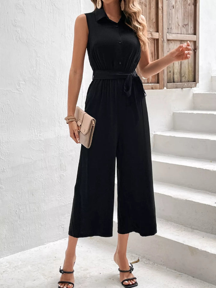 Black Sleeveless Wide Leg Jumpsuit