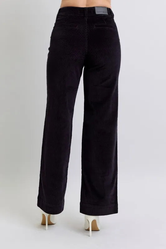Bk Judy Blue Full Size High Waist Corduroy Trouser Wide Plus Size
