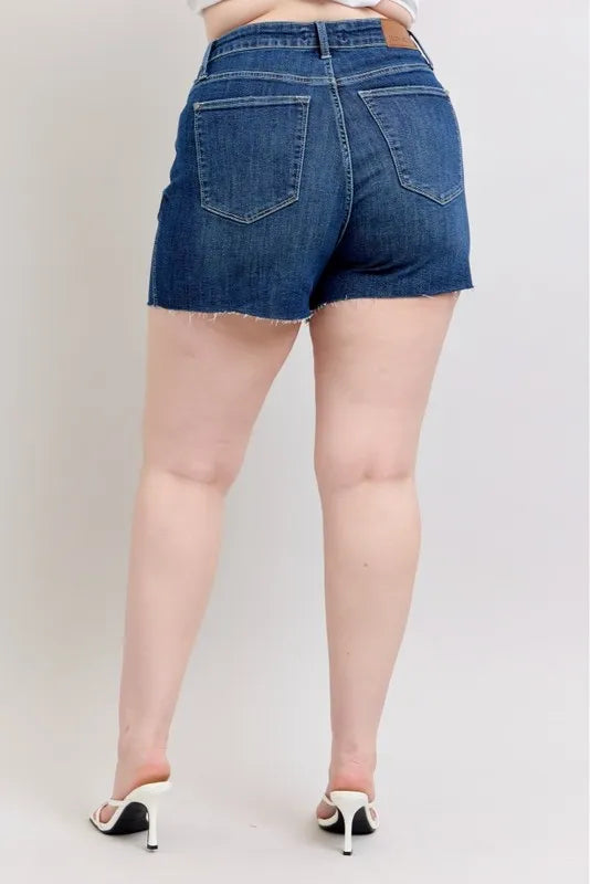 Judy Blue Plus Size High Waist Criss Cross Waistband Denim Shorts