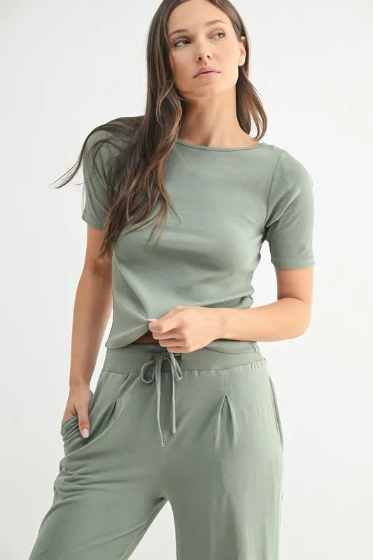 Mono B Vintage Ease Pima Cotton Tee And Pants Set 1