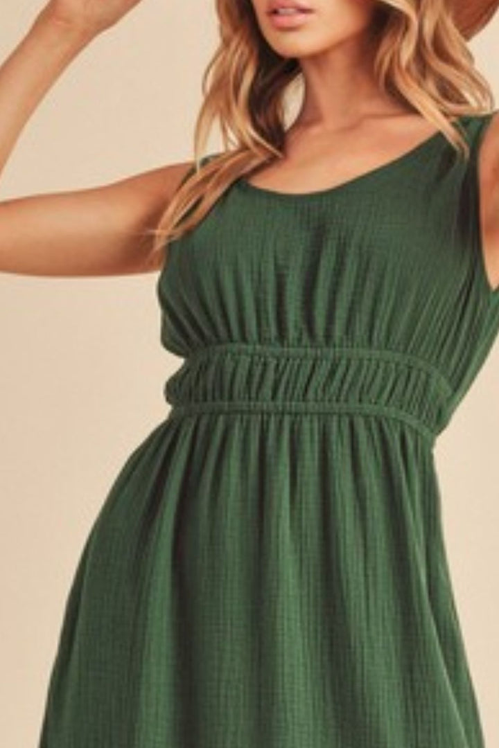 Dark Green Aemi Co Side Slit Round Neck Sleeveless Tank Dress 6