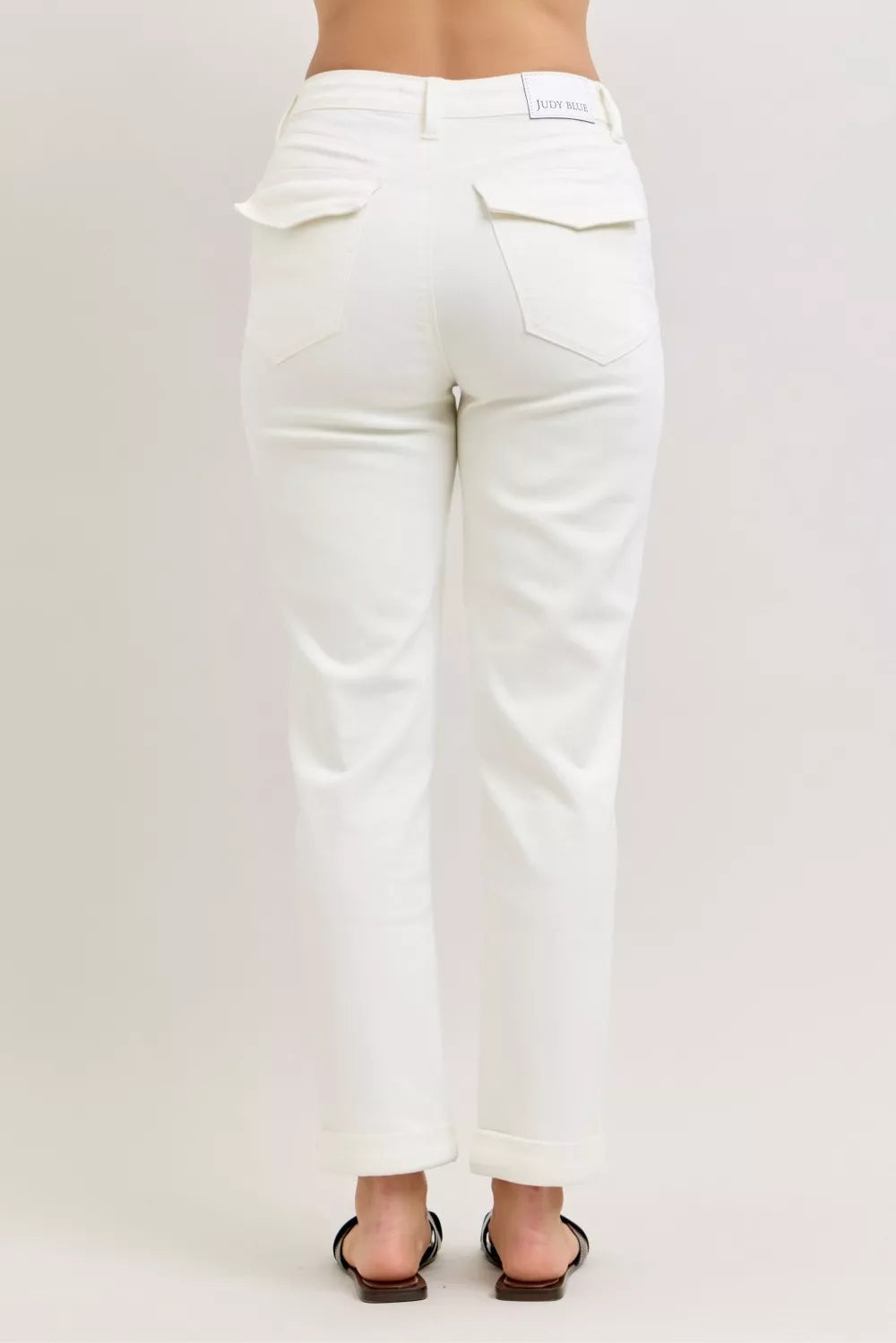 Wht Judy Blue High Waist Jeans With Patch Pockets