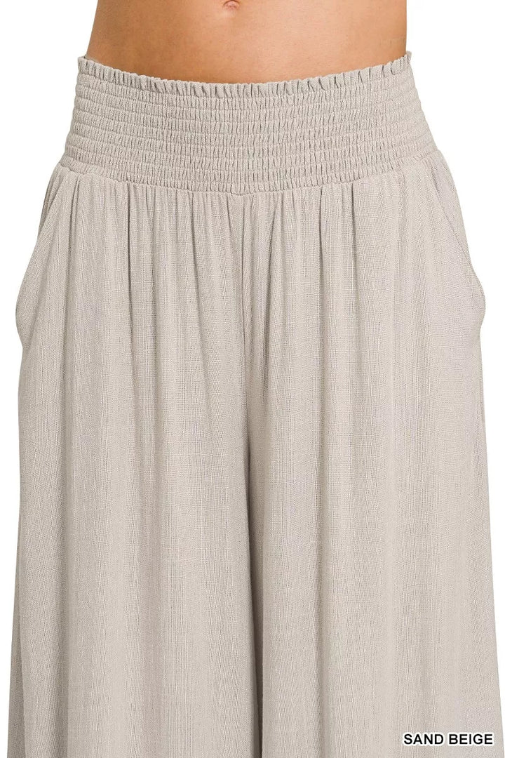 Zenana Smocked Waistband Wide Leg Lounge Pants 3